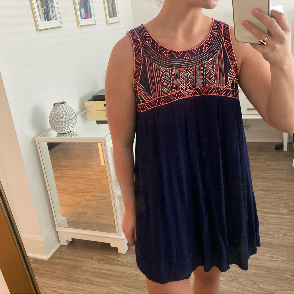 Navy embroidered sundress